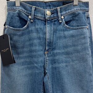 NWT Rag & Bone High Rise Cuffed Slim Cigarette Avery Cropped Jeans Sz 25